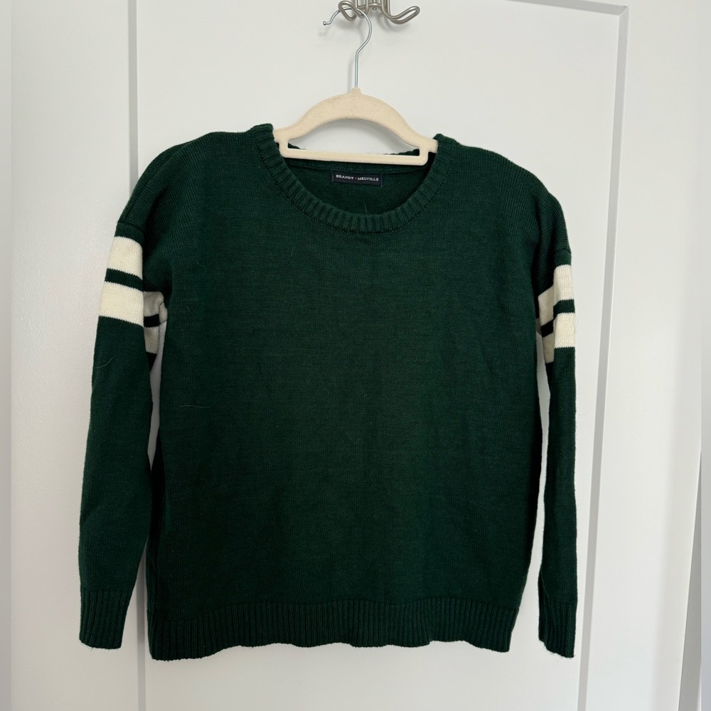 NWOT Brandy Melville Green Pullover Sweater OS Collegiate Preppy Wool Blend